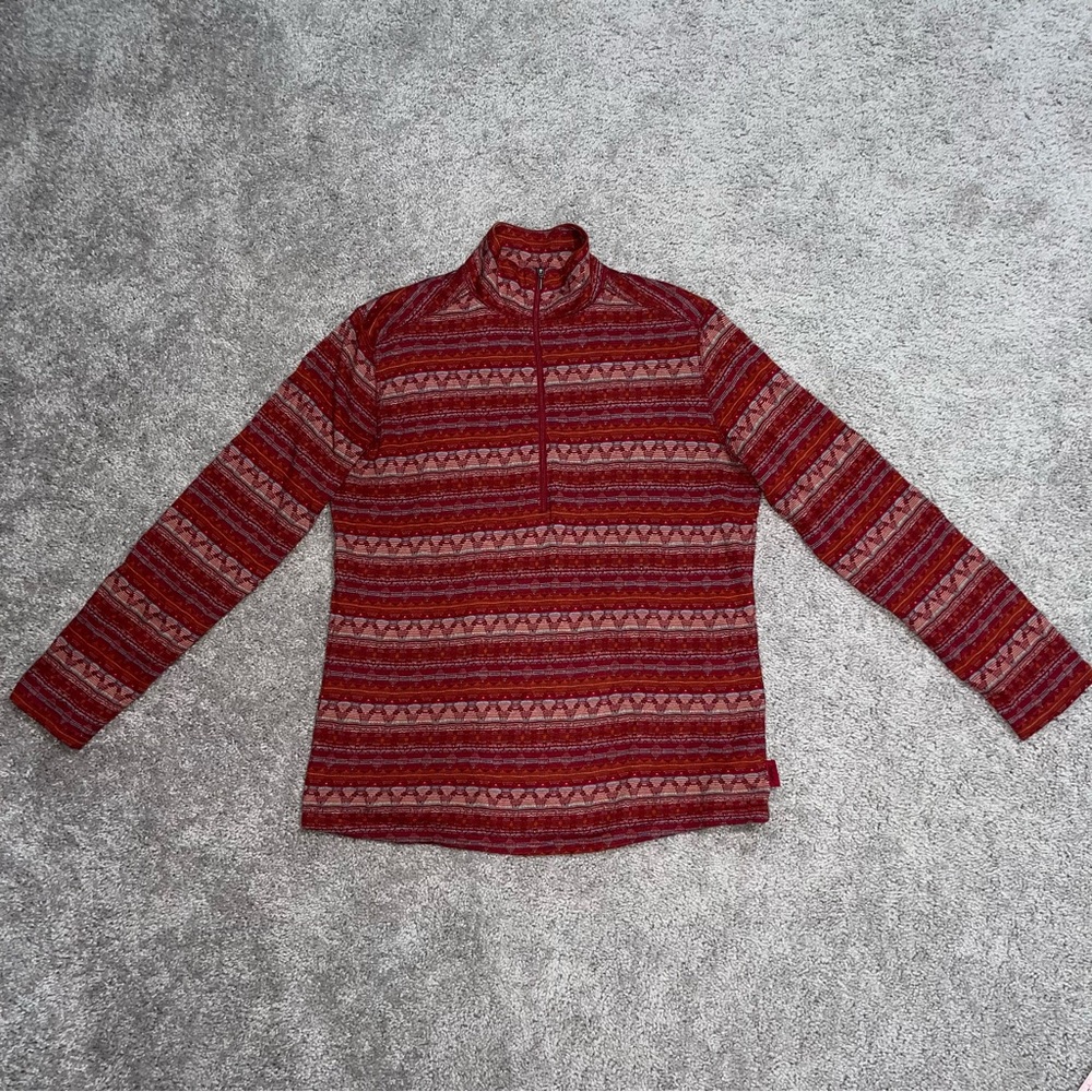 Woolrich Women’s 1/4 Zip Cotton Top Shirt Long Sleeve Aztec Southwest Size M
